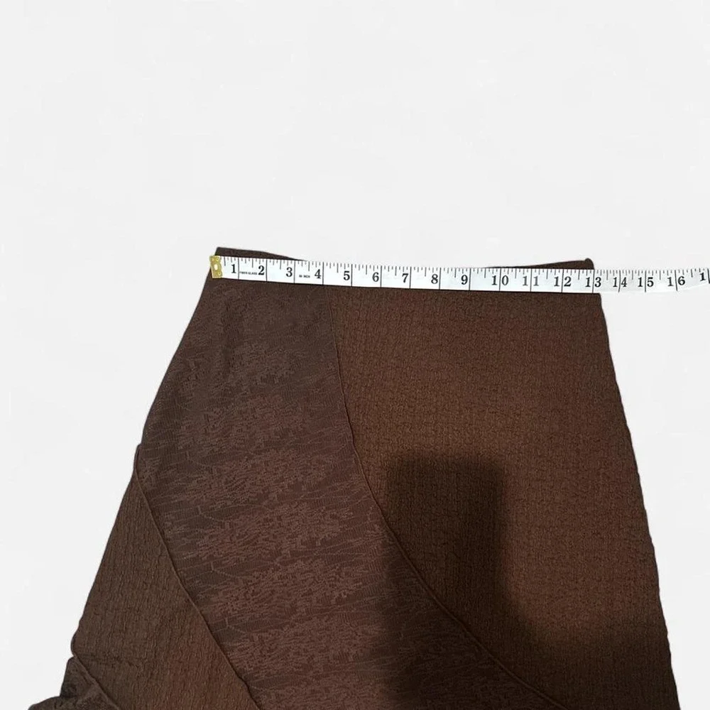 y2k whimsigoth chocolate brown asymmetrical ruffle skirt S‎